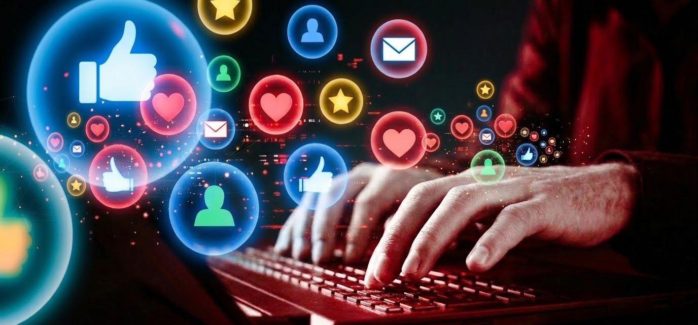 Social media marketing team collaborating